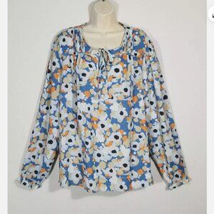 JOIE Floral Field Peasant Top Blouse 6165E1M